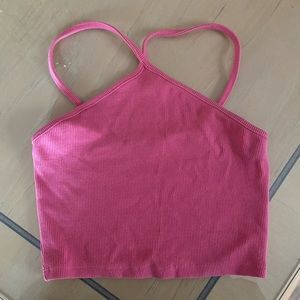 Zara High Cross Neck Top Pink